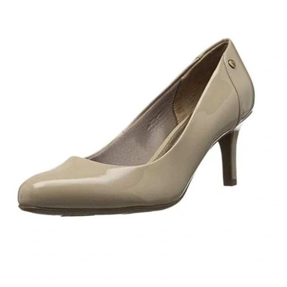 LifeStride Women's Lively Dress Round Toe Kitten Heel Pump in Taupe Sz 6.5